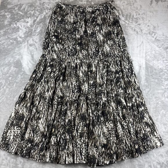 Peruvian Connection Tiered Maxi Skirt Women's 6 Brown Plumage Pockets (1069) - Picture 1 of 12